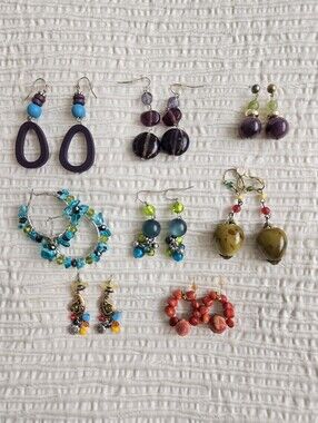 (8) Assorted Colorful Beaded Earrings Set